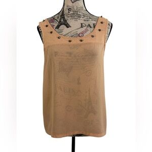 Charlotte Russe Coachella Studded Rocker Chic Y2K Tan Sleeveless Top Size L